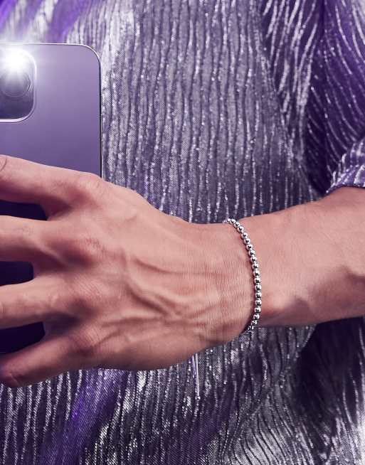 ASOS DESIGN – Festival-Perlenarmband aus Sterlingsilber mit Ziehverschluss  