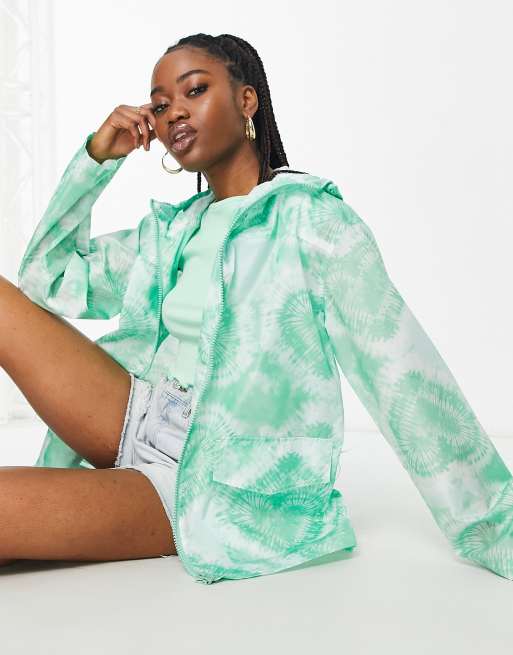 Mint green rain store jacket