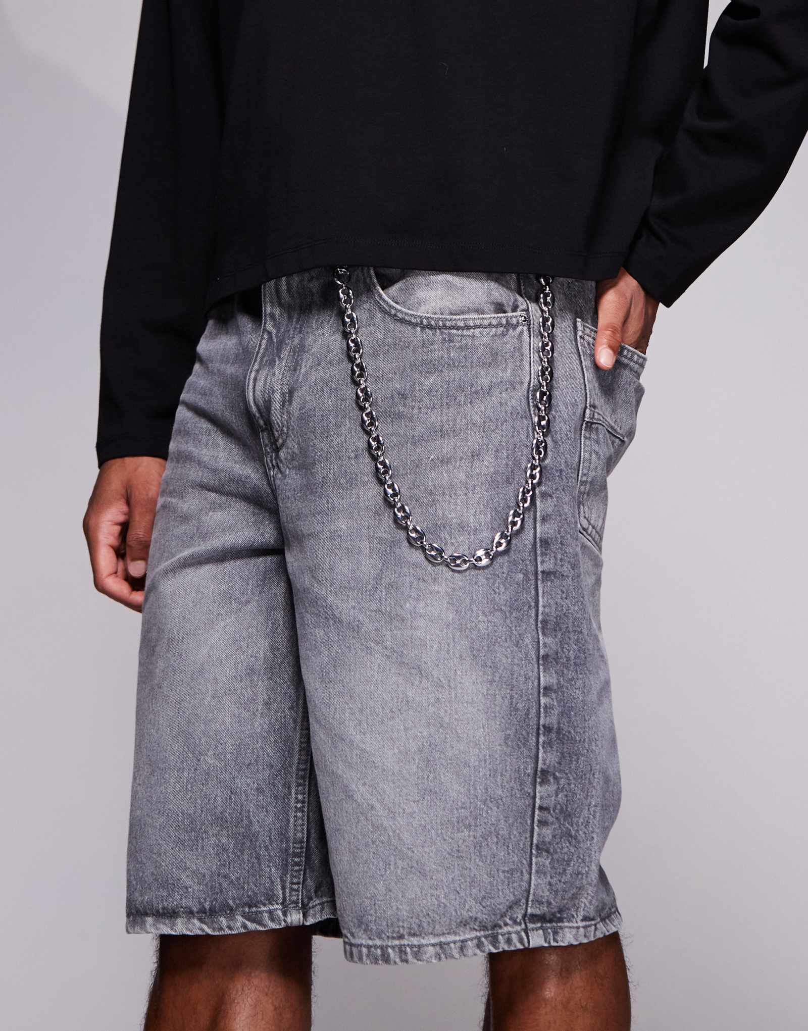 Джинсы ASOS DESIGN festival puff marina с цепочкой 