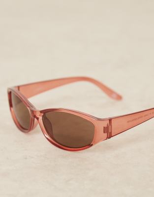 ASOS DESIGN ASOS DESIGN festival racer sunglasses with burnt orange crystal frame and brown lens