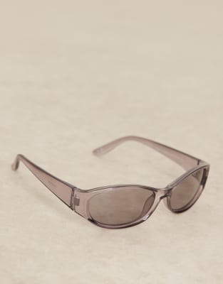 ASOS DESIGN ASOS DESIGN festival racer sunglasses with grey crystal with smoke lens