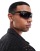 ASOS DESIGN festival racer visor sunglasses with gradient lens in black
