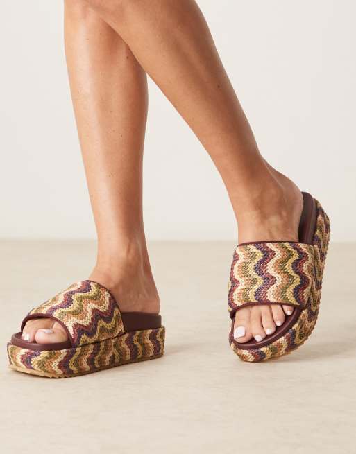 ASOS DESIGN - Festival - Sabot multicolore in rafia con plantare flatform