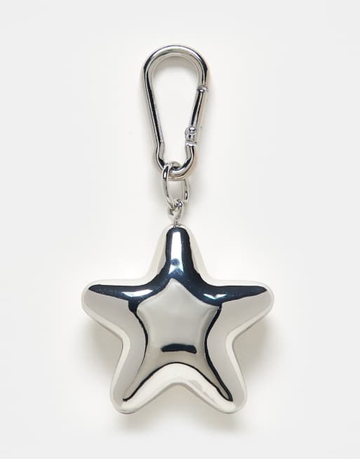 ASOS DESIGN – Festival-Schlüssel-/Taschenanhänger mit gewölbtem Stern aus Rhodium