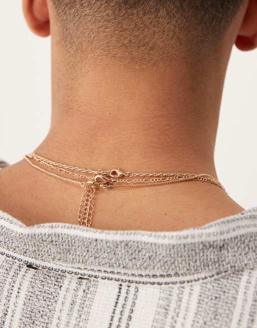 ASOS DESIGN festival semi-precious 3 pack pendant necklaces in gold tone  , 3 of 3
