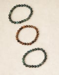 [ASOS DESIGN] ASOS DESIGN Festival semi-precious beaded 3 pack of bracelets in neutral-Brown No Size BROWN