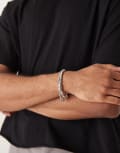 [ASOS DESIGN] ASOS DESIGN festival semi-precious labradorite and chain 2 pack bracelet in silver No Size SILVER