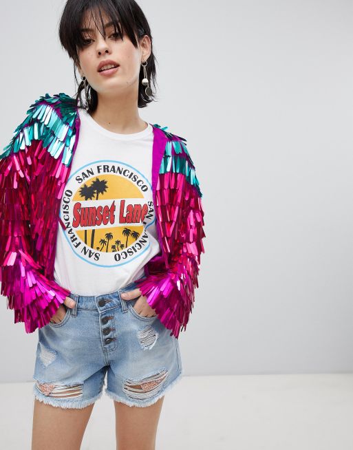 ASOS DESIGN Festival Sequin Kimono Jacket