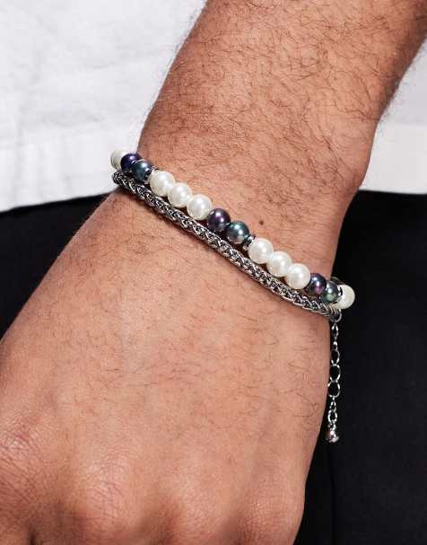 ASOS DESIGN - Festival - Set van 2 armbanden met imitatieparels in multi - view 1