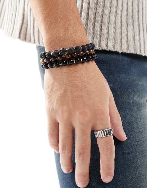 ASOS DESIGN - Festival - Set van 3 kralenarmbanden met halfedelstenen kralen in multi - view 1