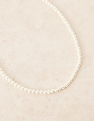 Asos Design Festival Short 6mm Glass Faux Pearl Necklace