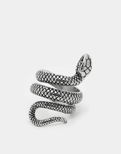 ASOS DESIGN – Festival – Silverfärgad ring med slingrande ormdesign i vattentåligt, rostfritt stål