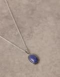 [ASOS DESIGN] ASOS DESIGN Festival stainless steel necklace with semi-precious pendant in silver tone No Size SILVER