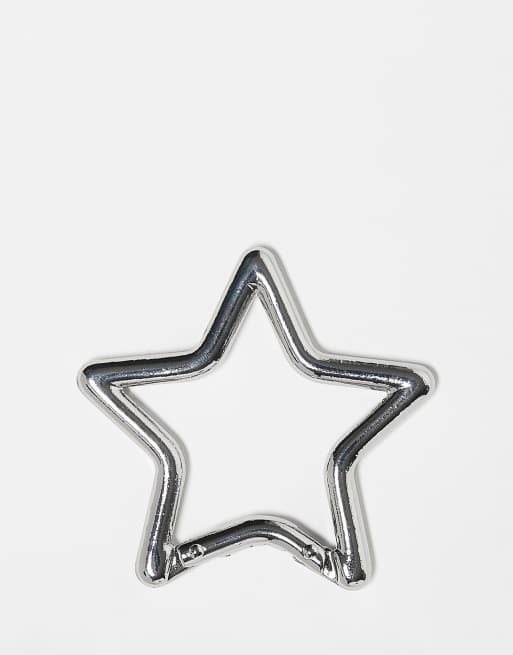 ASOS DESIGN festival star jeans clip keyring in silver tone