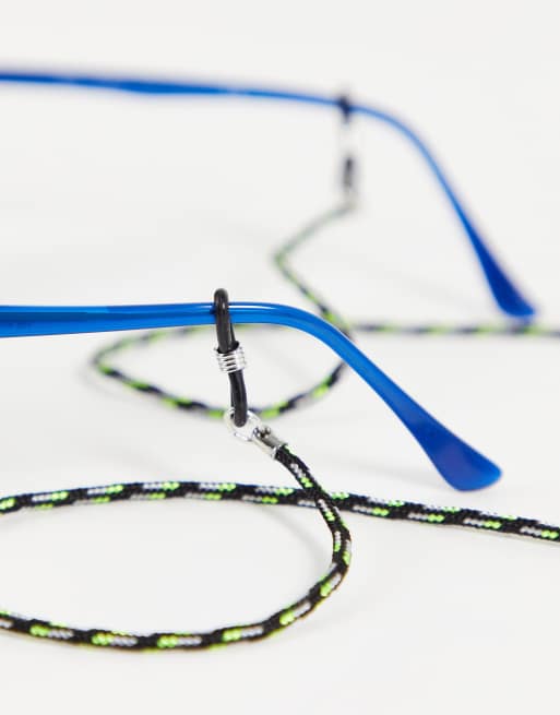 ASOS DESIGN – Festival – Svart solglasögonsnöre med fluorescerande detaljer  