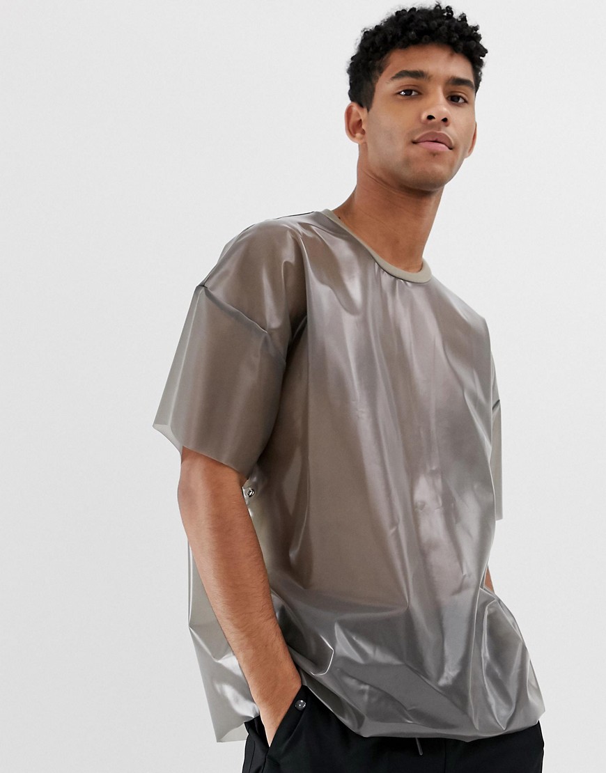 ASOS DESIGN Festival - T-shirt oversize nera in tessuto trasparente-Nero