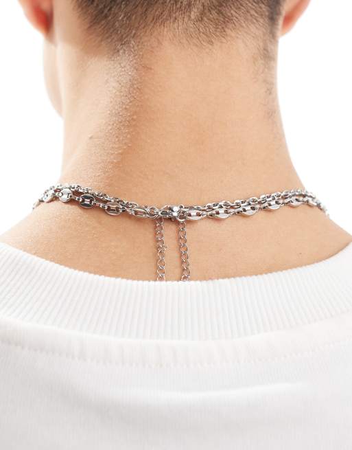 ASOS DESIGN festival waterproof stainless steel 2 pack mixed chain necklaces in silver tone  , 4 of 4