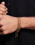 [ASOS DESIGN] ASOS DESIGN Festival waterproof stainless steel 4 pack of mixed chains bracelet in gold plating No Size GOLD