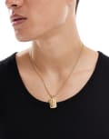 [ASOS DESIGN] ASOS DESIGN Festival waterproof stainless steel dog tag pendant necklace in gold tone No Size GOLD