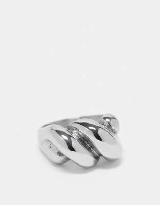 ASOS DESIGN ASOS DESIGN festival waterproof stainless steel ring with twist design in silver