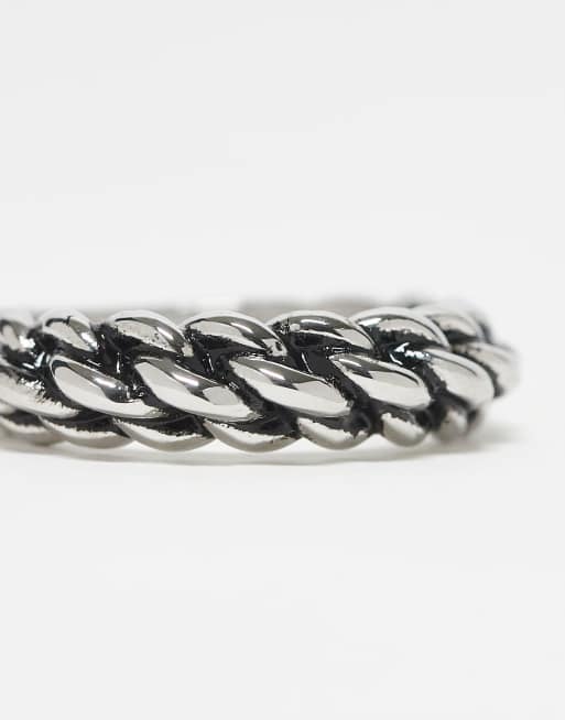 ASOS DESIGN festival waterproof stainless steel rope band ring in silver tone, 2 of 3