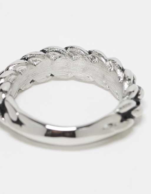 ASOS DESIGN festival waterproof stainless steel rope band ring in silver tone, 3 of 3