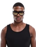 [ASOS DESIGN] ASOS DESIGN festival wrap sunglasses in black with brown lens No Size BLACK