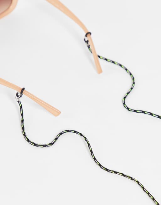 ASOS DESIGN - Festival - Zonnebrillenkoord in grijs met blauw  