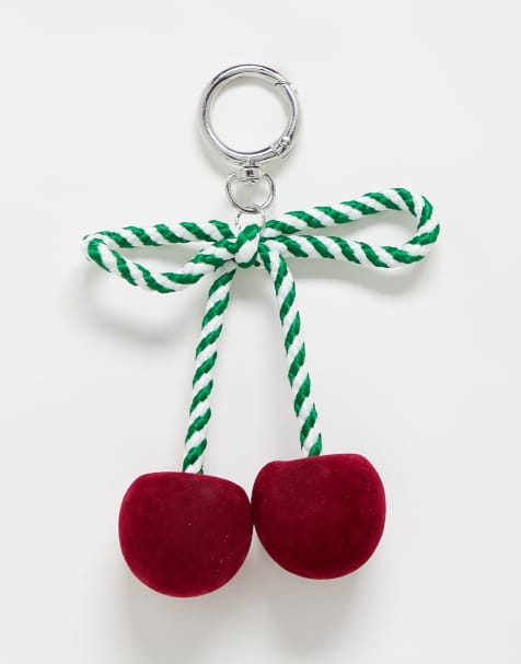 ASOS DESIGN festive cherry bag charm in multi - view 1