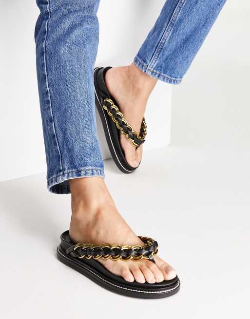 Black 2025 chain sandals