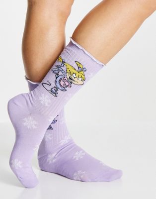 ASOS DESIGN Rugrats socks in lilac