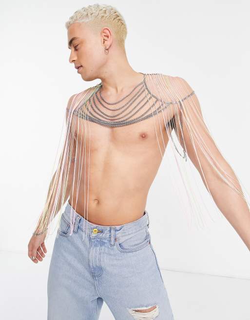 ASOS DESIGN – Festiwalowa uprzęż z frędzlami w różnych kolorach ombre