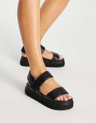 ASOS DESIGN Fetch chunky padded sandals in black