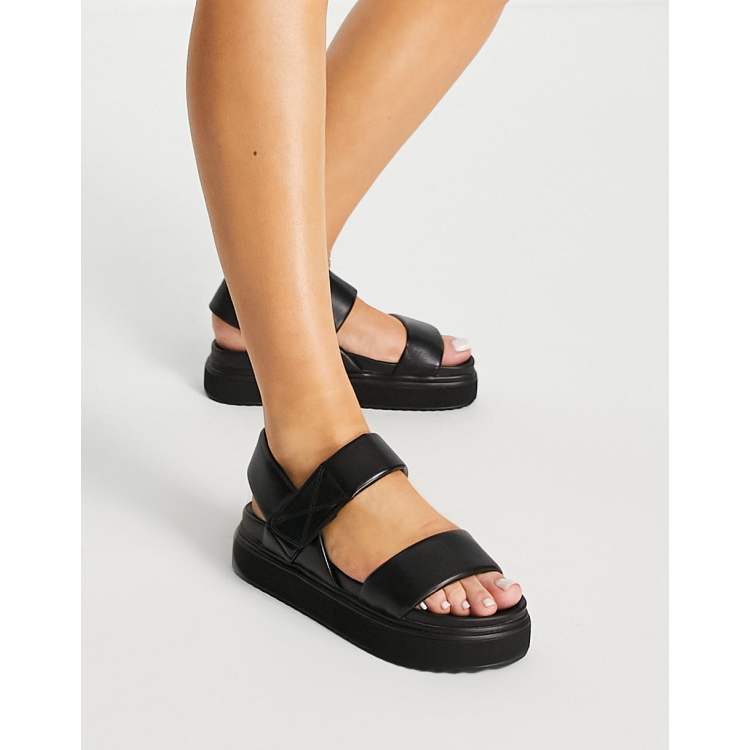 Asos design tabitha chunky flatform sandals in discount black