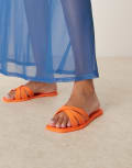 [ASOS DESIGN] ASOS DESIGN Fia cross strap jelly flat mules in orange 37 ORANGE