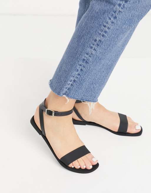 ASOS Design France Jelly Flat Sandals in Black