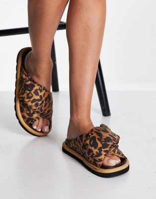 ASOS DESIGN Fibres padded flat sandals in leopard