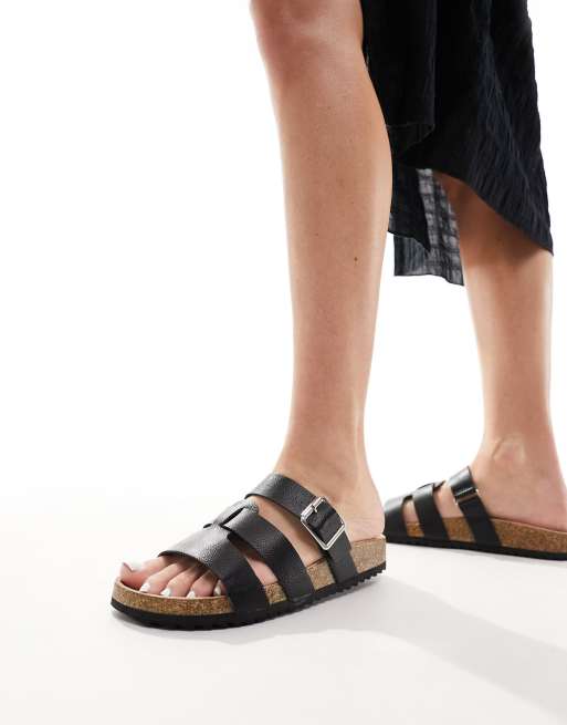 ASOS DESIGN Field Sandali bassi sabot neri a pianta larga ASOS