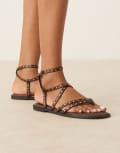 [ASOS DESIGN] ASOS DESIGN Fierce strappy studded sandals in chocolate-Brown 41 Chocolate
