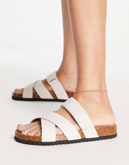 Cross strap 2024 sandals flat