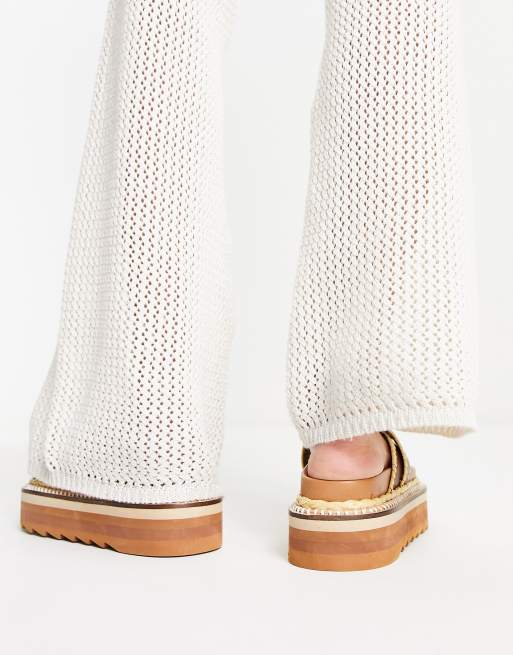 ASOS DESIGN – Fiesta – Bruna, platta platåsandaler med tårem i läder, 2 av 4