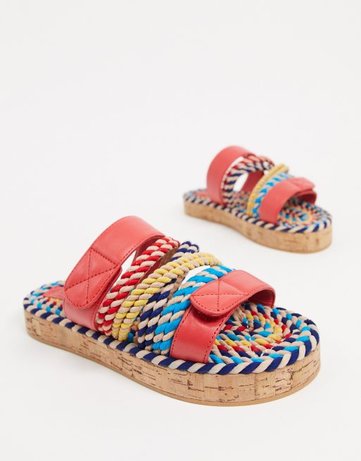 ASOS DESIGN Fiesta Premium chunky rope mules in multi