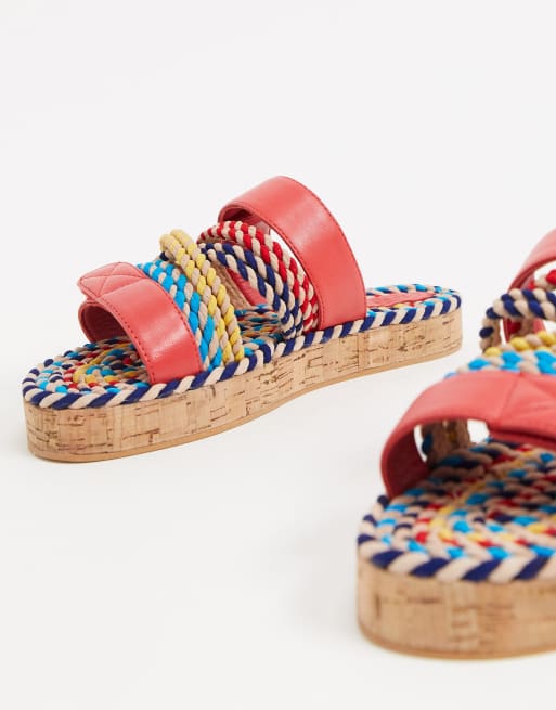 ASOS DESIGN Fiesta Premium chunky rope mules in multi