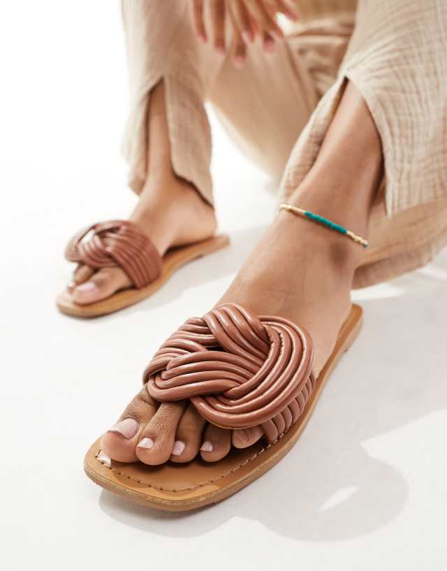 ASOS DESIGN - fifi woven mule flat sandals in tan