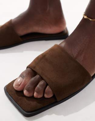 Asos Design Fig Square Toe Flat Mule Sandals