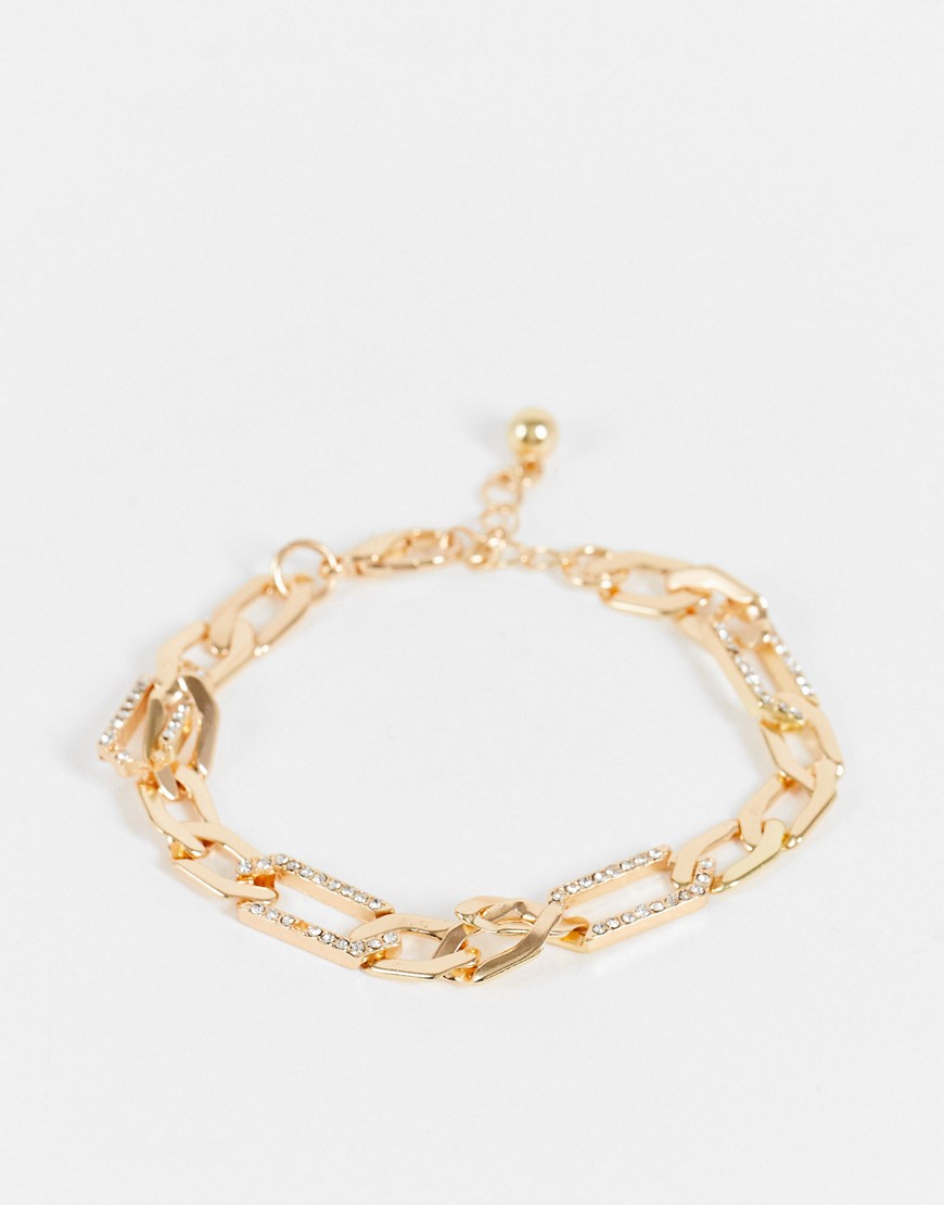 ASOS DESIGN figaro chain bracelet with iced parve-Silver
