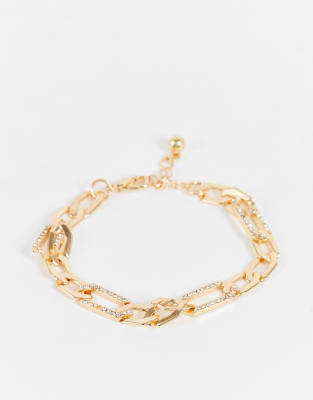 ASOS DESIGN figaro chain bracelet with iced pave - ASOS Price Checker