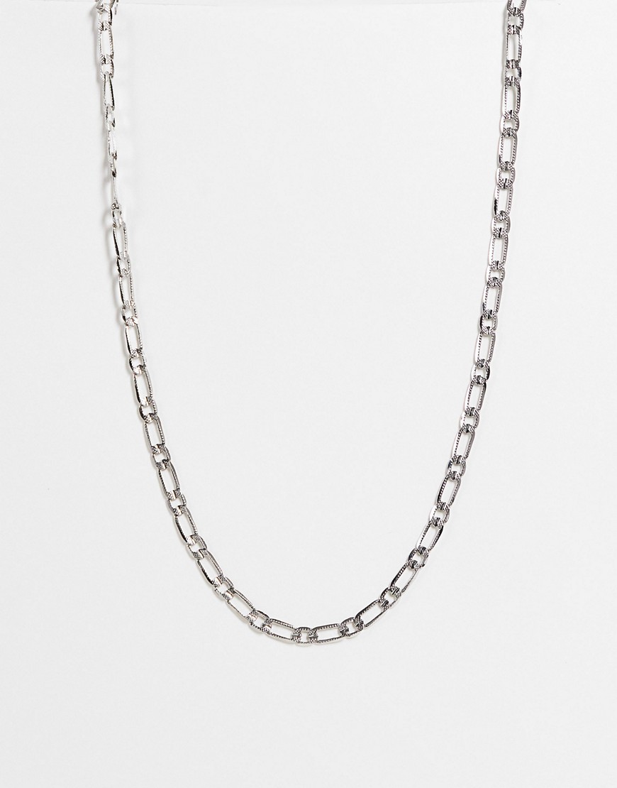 ASOS DESIGN figaro neckchain with emboss in silver tone