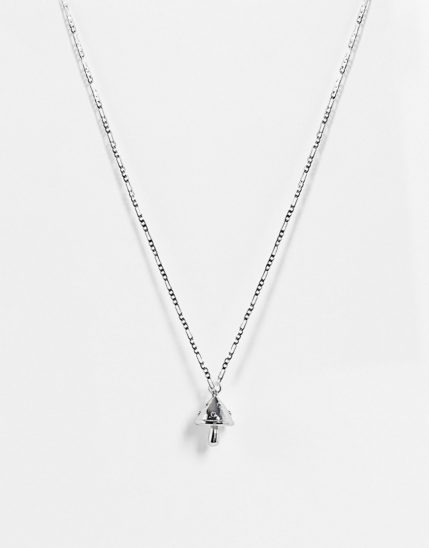 ASOS DESIGN figaro neckchain with mushroom pendant in silver tone