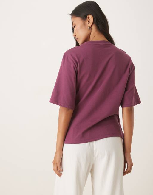 ASOS DESIGN - Figenfarvet T-shirt med indsyning og draperende detalje, 4 af 4